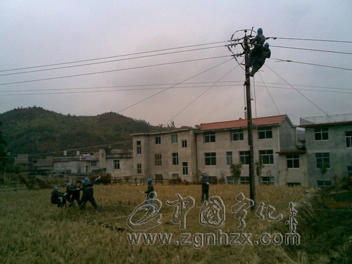 曹坊鄉供電所員工冒雨搶修保供電