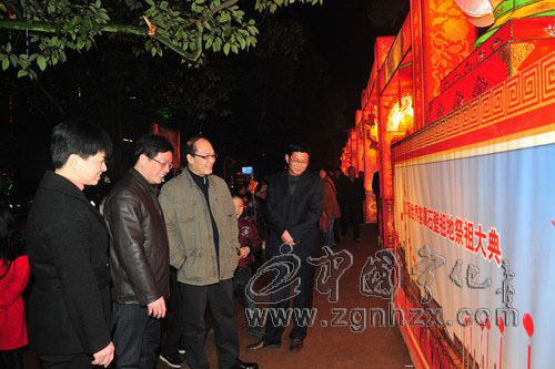 肖長根等縣領導與群眾共賞元宵燈展、舞龍