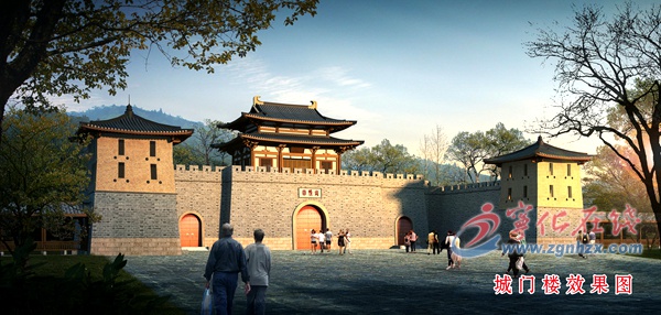 客家祖地二期項目城門樓開工建設