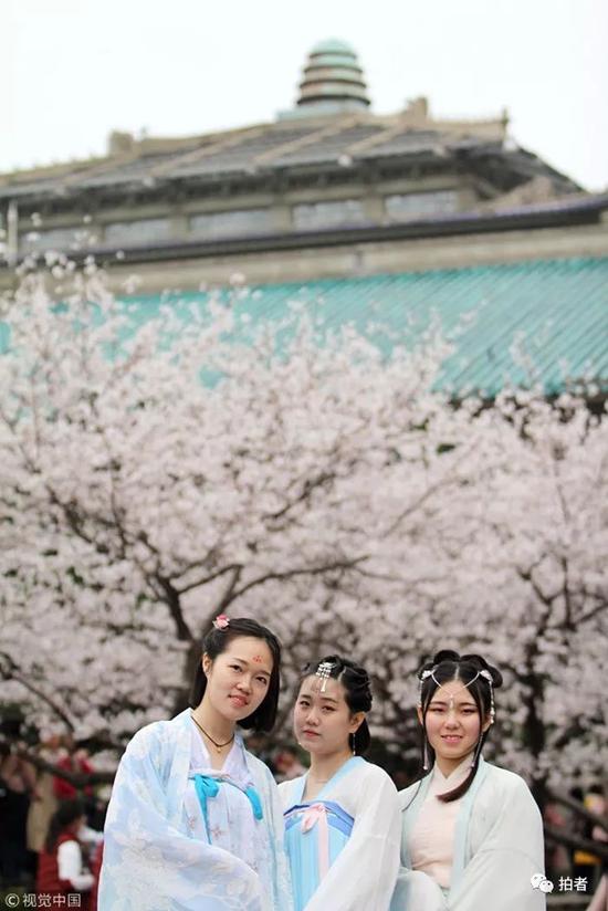 ▲3月16日，武漢大學校園內櫻花綻放，吸引眾多游客前來觀賞。&nbsp;&nbsp;&nbsp;&nbsp;圖/視覺中國