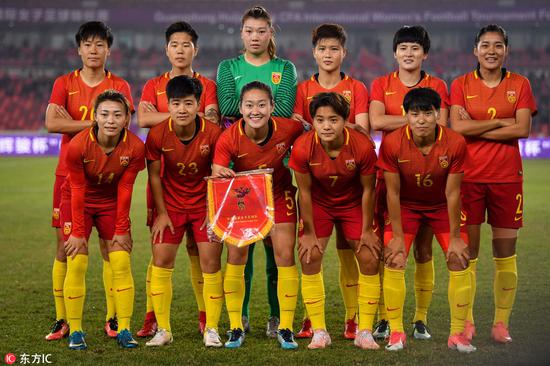2018年1月23日，廣東佛山，2018中國女足四國邀請賽，中國2-0哥倫比亞。中國女足首發合影@東方IC