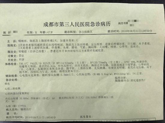  ▲劉芳的急診病例&nbsp;